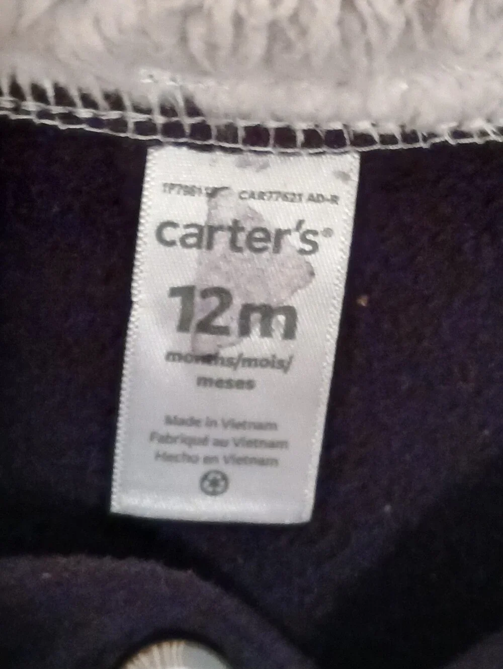 Carter's Red Buffalo Print Fleece Pullover Size 12 Months Black Navy Long Sleeve